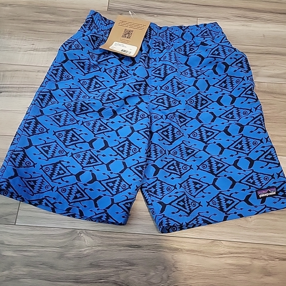 NWOT Patagonia Baggies Shorts Boys Blue Lined  Drawstring Waistline